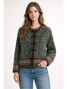 Nordic Design Wool Blend Sweater Cardigan Jacket Size Small